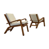 Pair of armchairs in solid lemon tree 1950