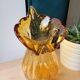 Orange bubbled glass vase