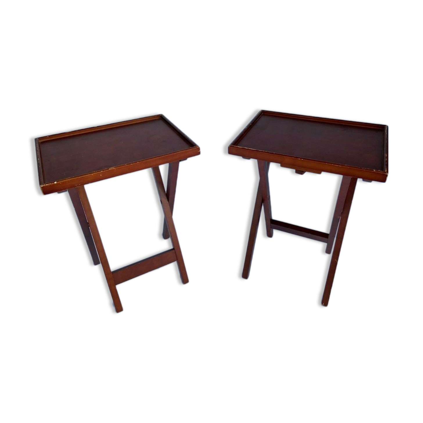 Pair of small wooden folding tables 1970