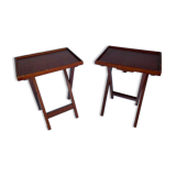Pair of small wooden folding tables 1970
