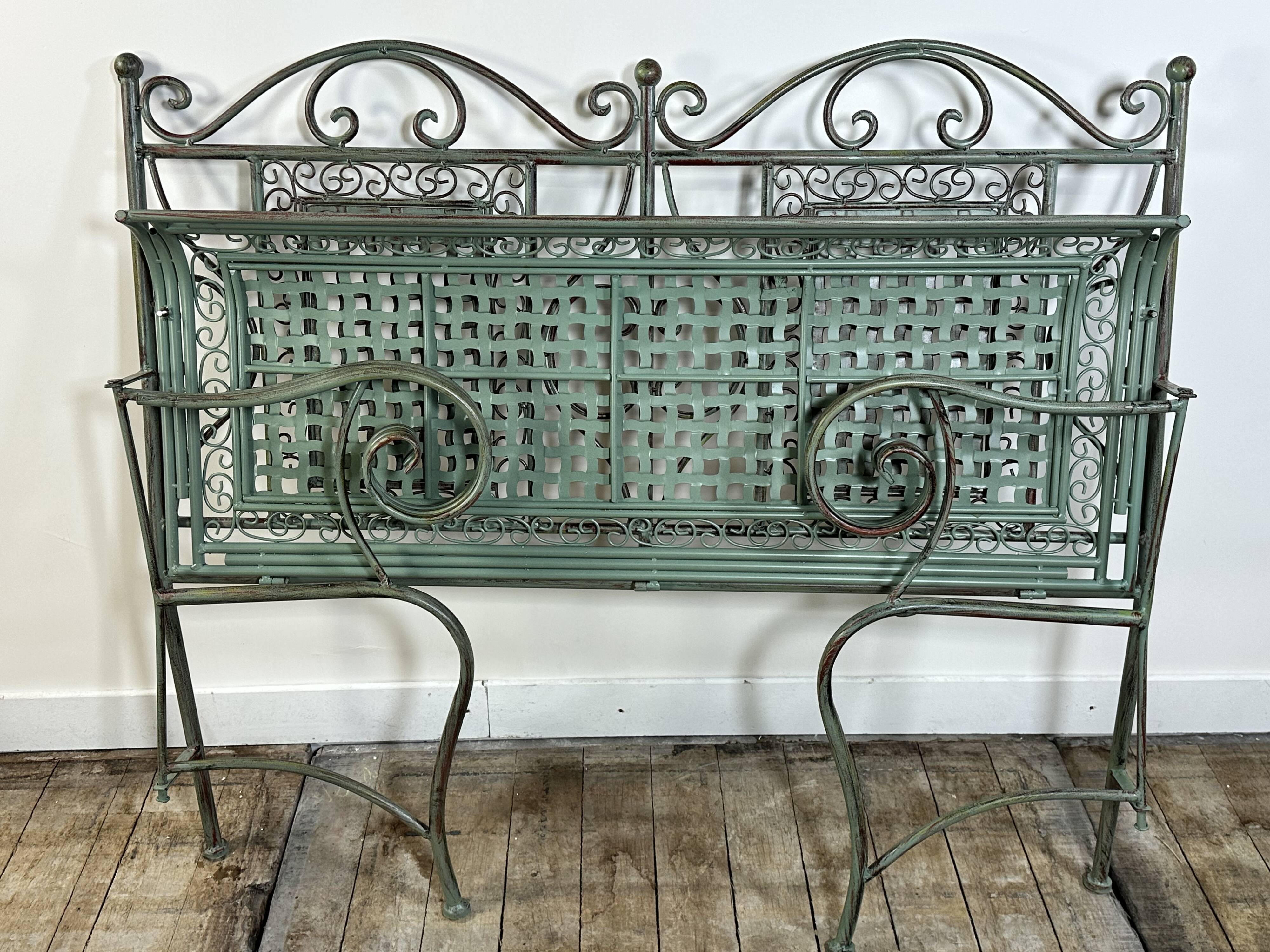 Folding iron garden bench
