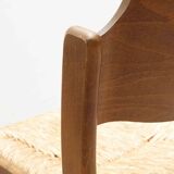 Chaise vintage tout bois caramel et assise paillée