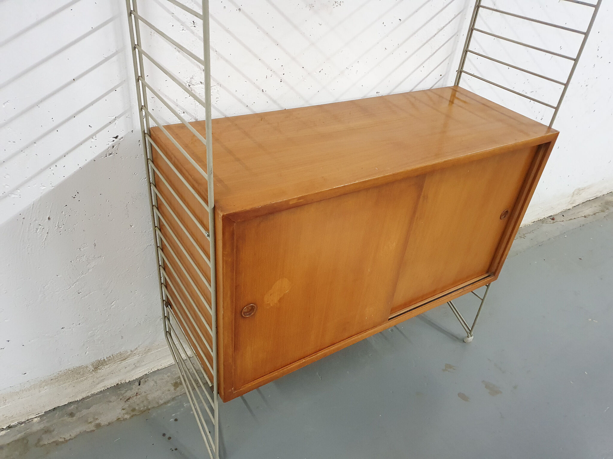 Pinewood wall unit by Nils “Nisse” Strinning for String, Sweden 1950's