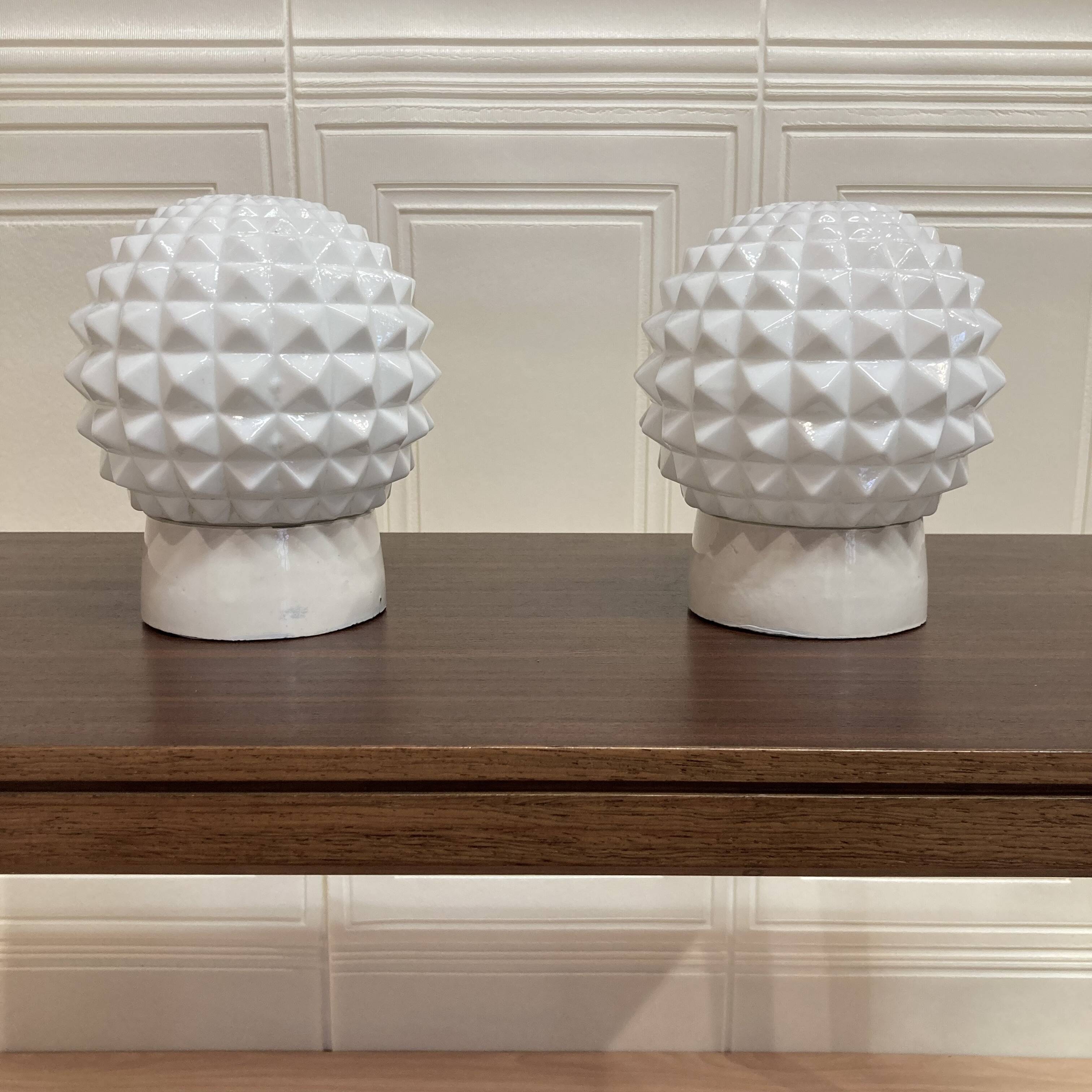 Pair of opaline and porcelain wall lights scandinavian design 1950.