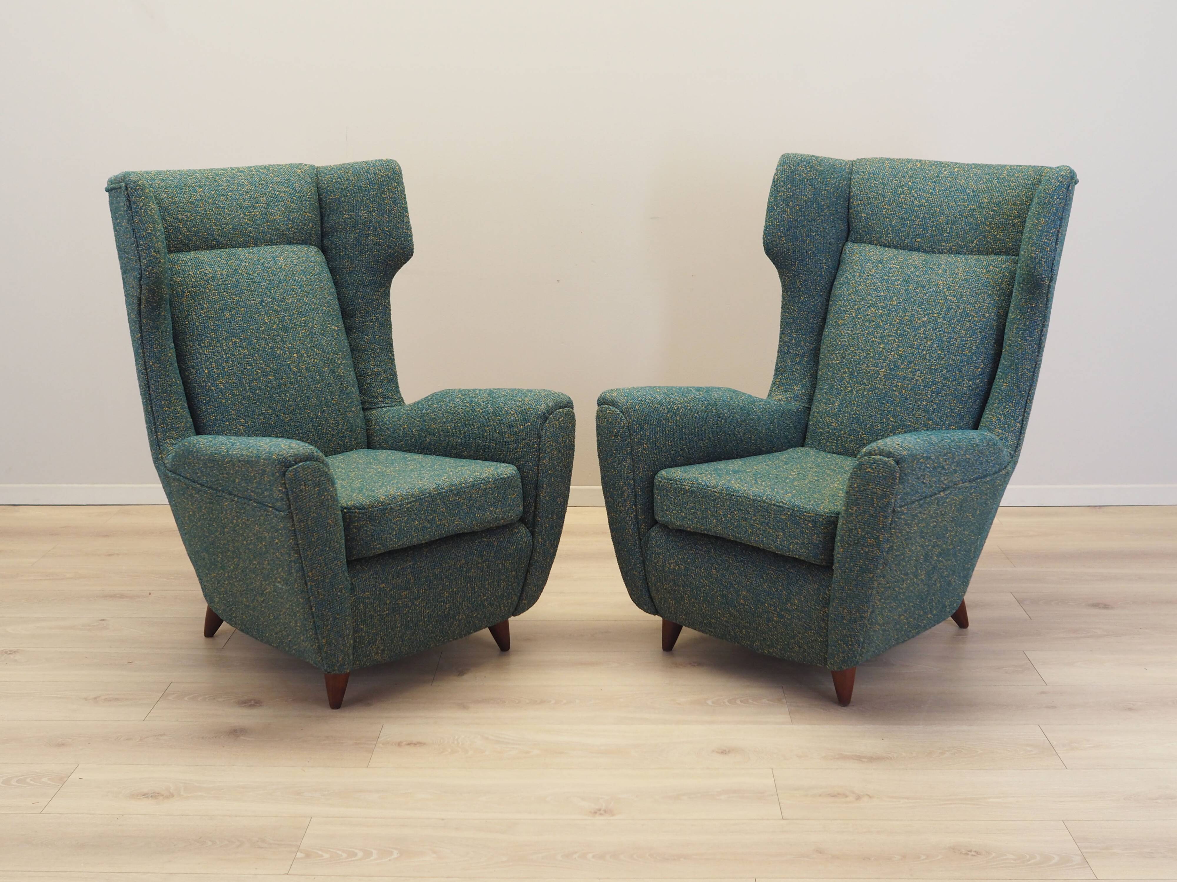 Fauteuil vert, design italien, années 1970, production : Italie