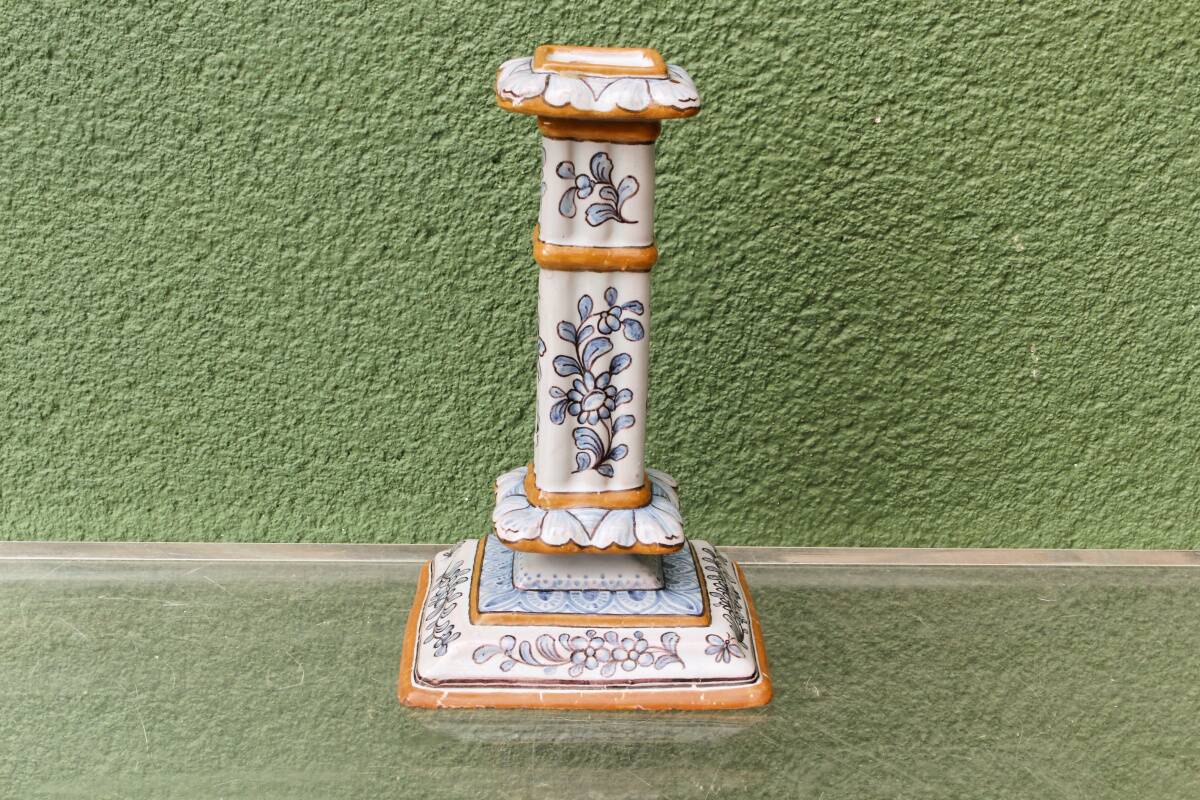 Montagnon candlestick, in Nevers earthenware.