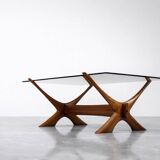 Vintage Mid-Century Scandinavian Modern Glass & Walnut Condor Coffee Table