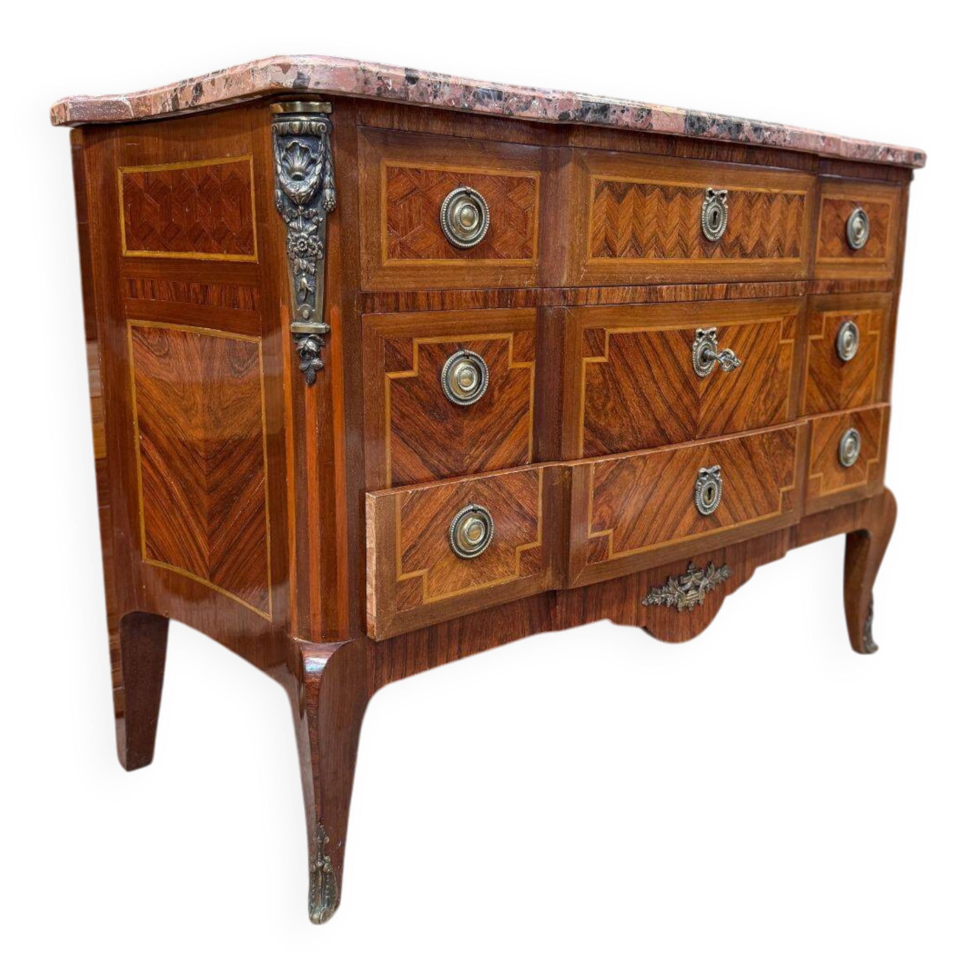 Transitional Louis XV / Louis XVI style chest of drawers