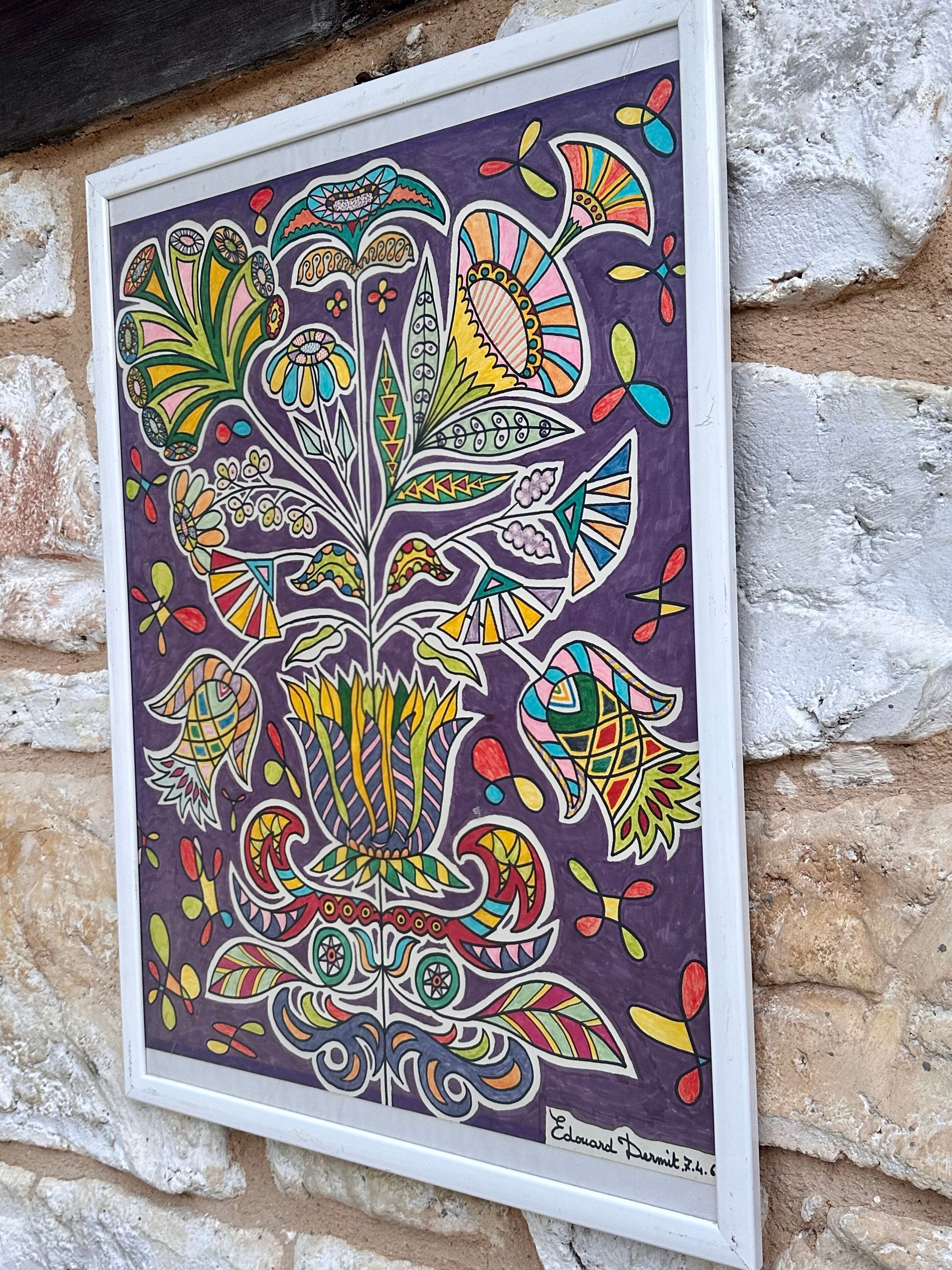 FELT DRAWING BY EDOUARD DERMIT. 07.04.1968