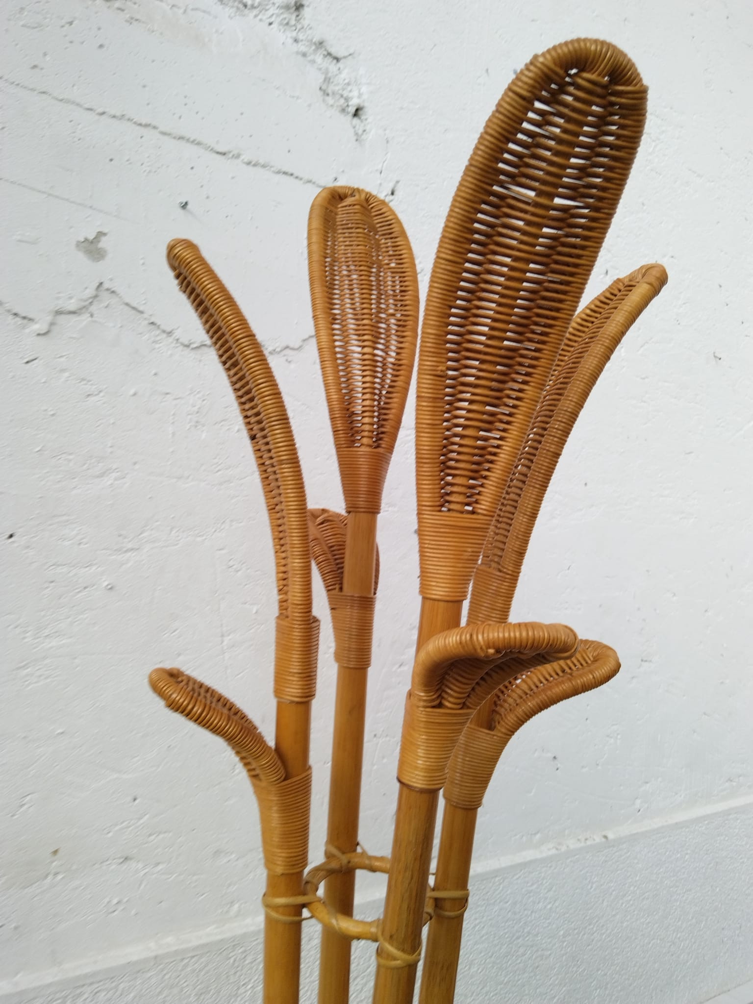 Rattan coat rack