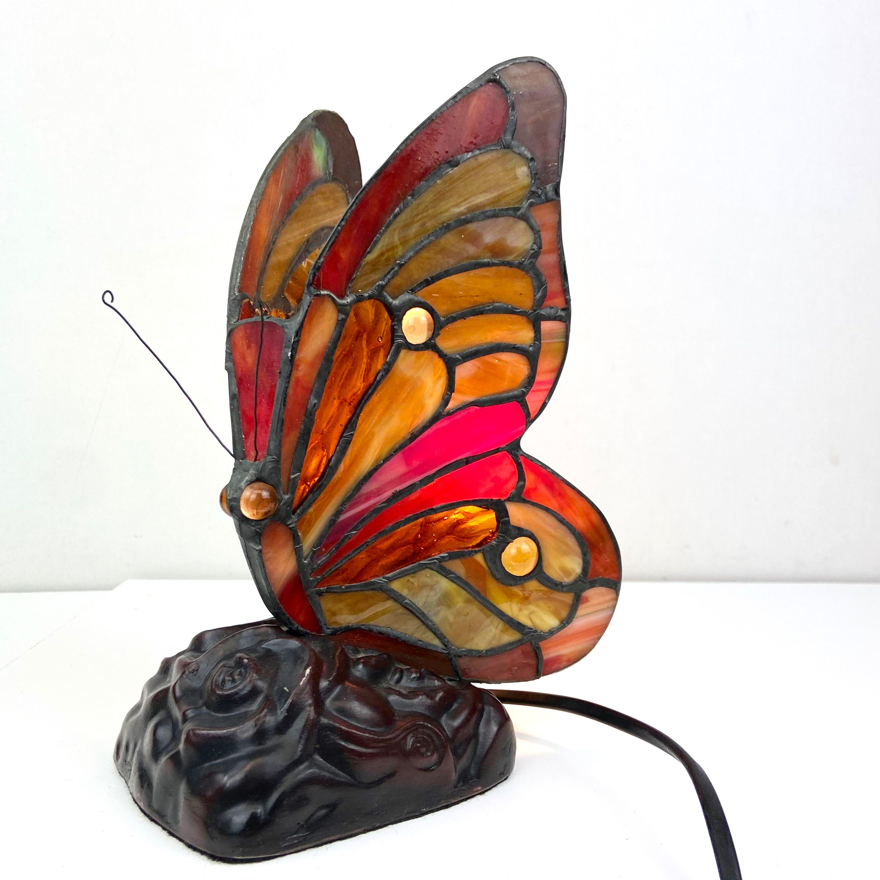 Stained glass butterfly lamp
