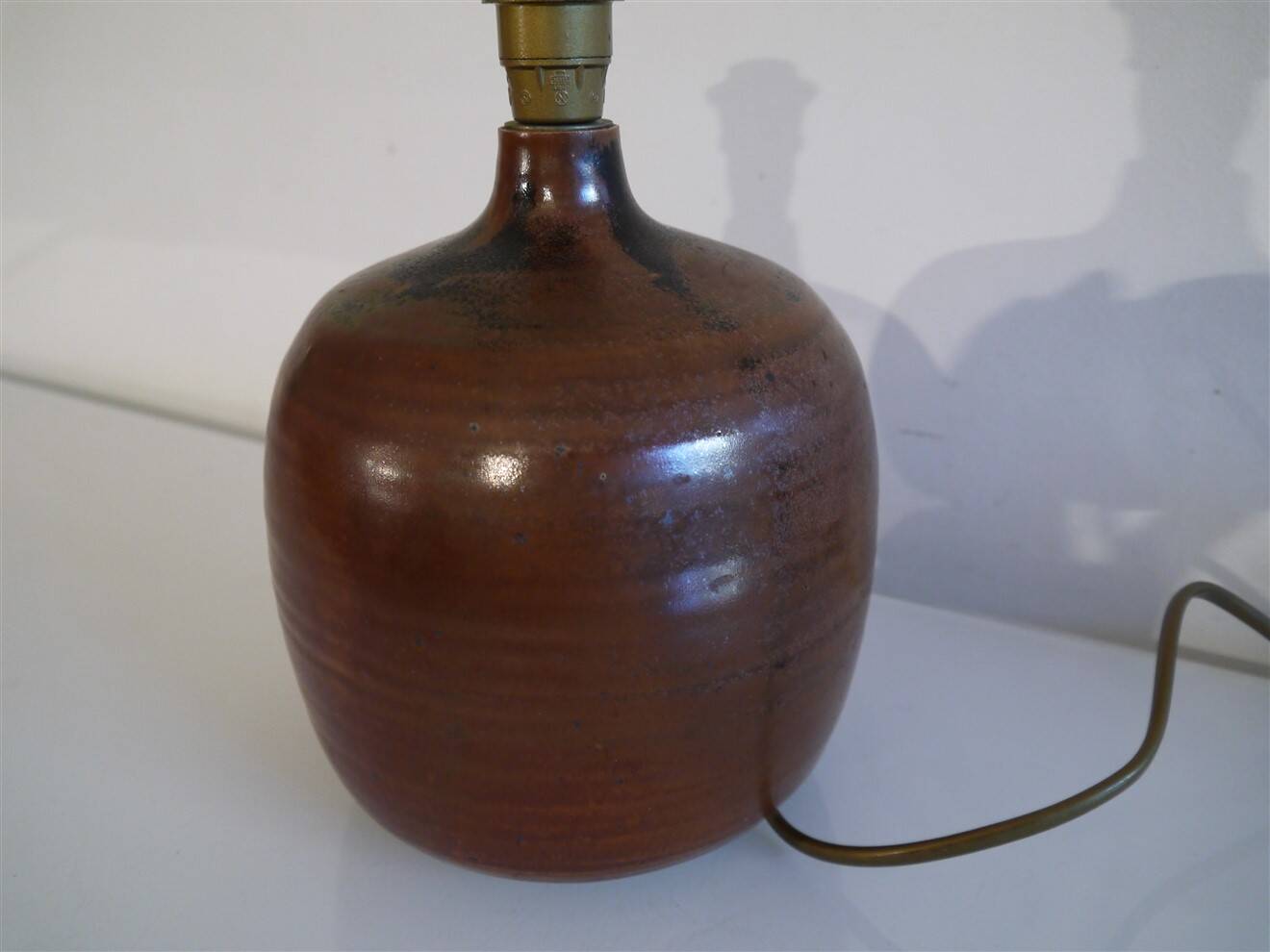 Vintage turned stoneware lamp