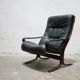 Siesta Scandinavian armchair in black leather by Ingmar Relling for Westnofa editions