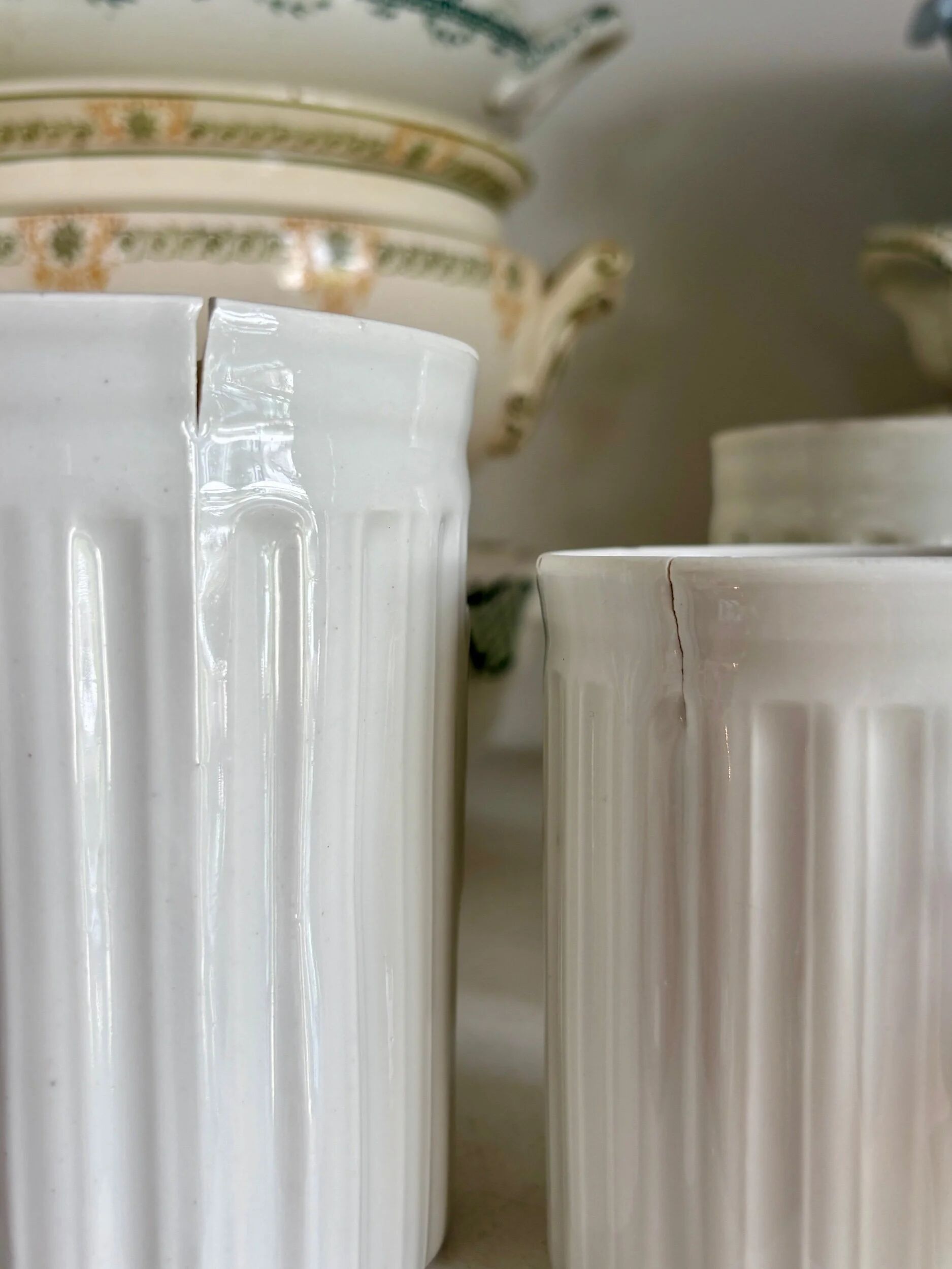 3 white Limoges porcelain Aluminate jars