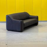 Black leather 3-seater sofa by De Side, from 1970's model 44