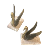 Pair of brass swans bookends