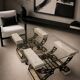Travertine table with wrought iron, Italy circa 1980.