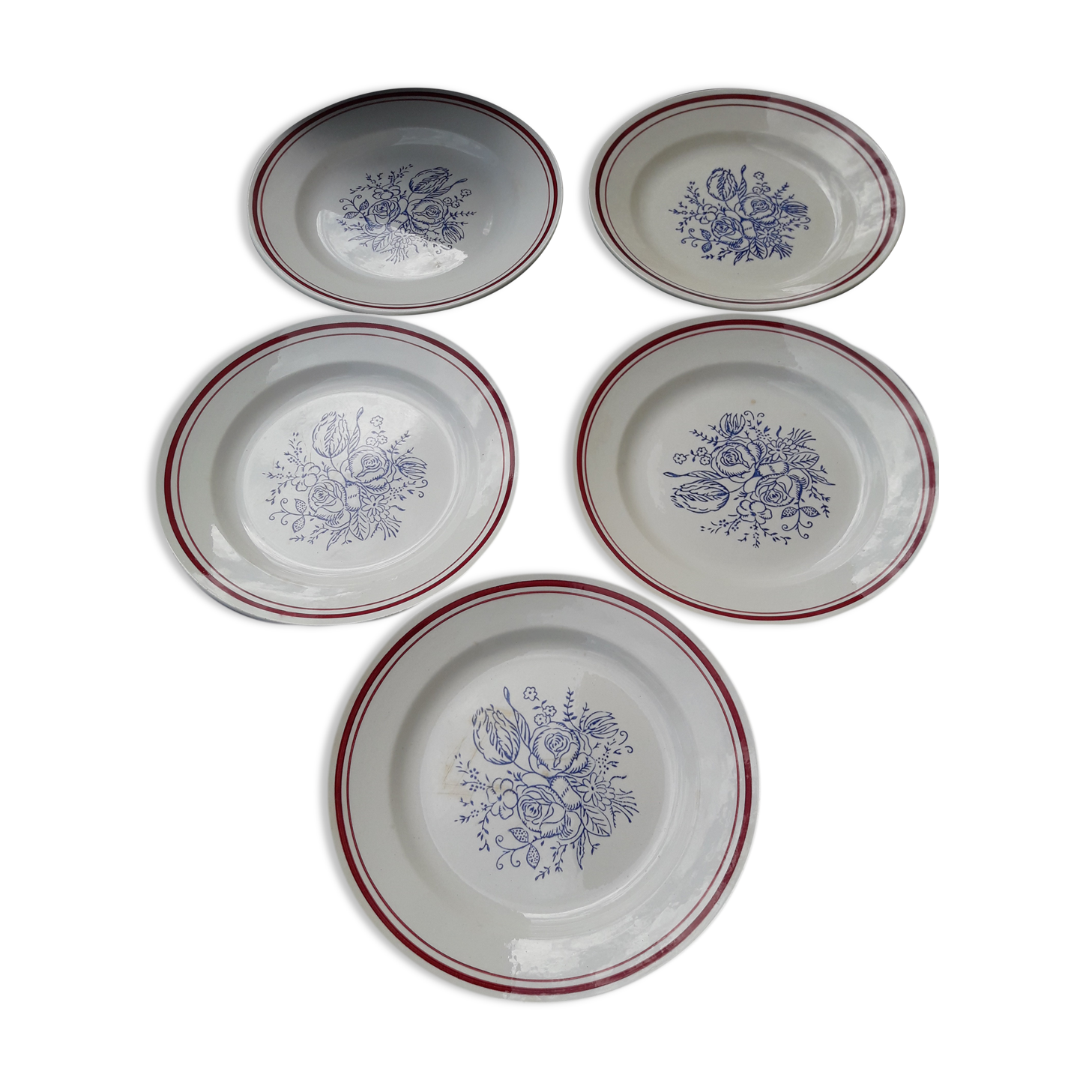 5 hollow plates in Earthen of Gien model Bonny diam 23 cm