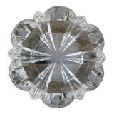Old round ashtray/empty pocket thick transparent glass, 70s