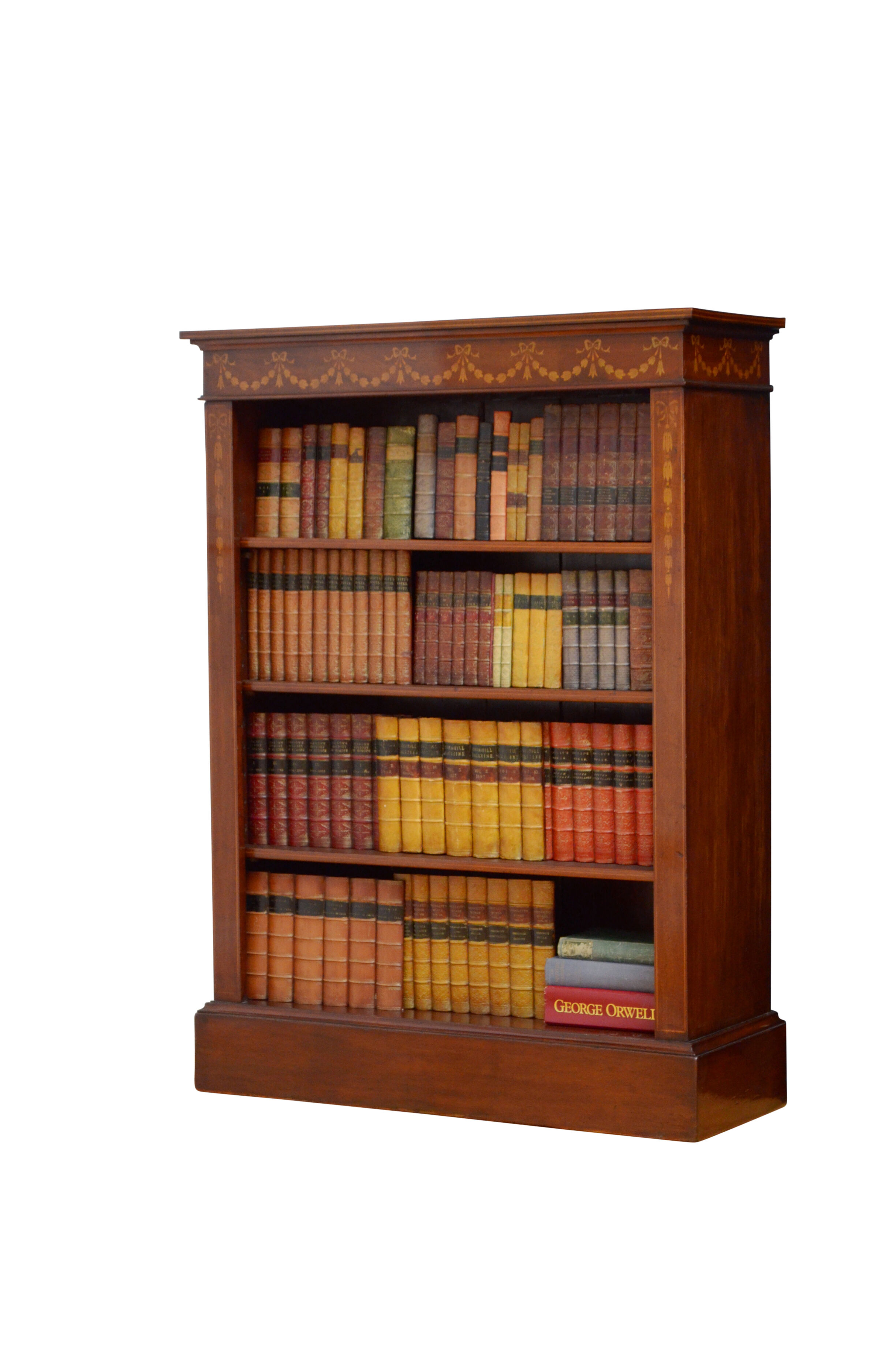 Edwardian Mahogany and Inlaid Open bookcase