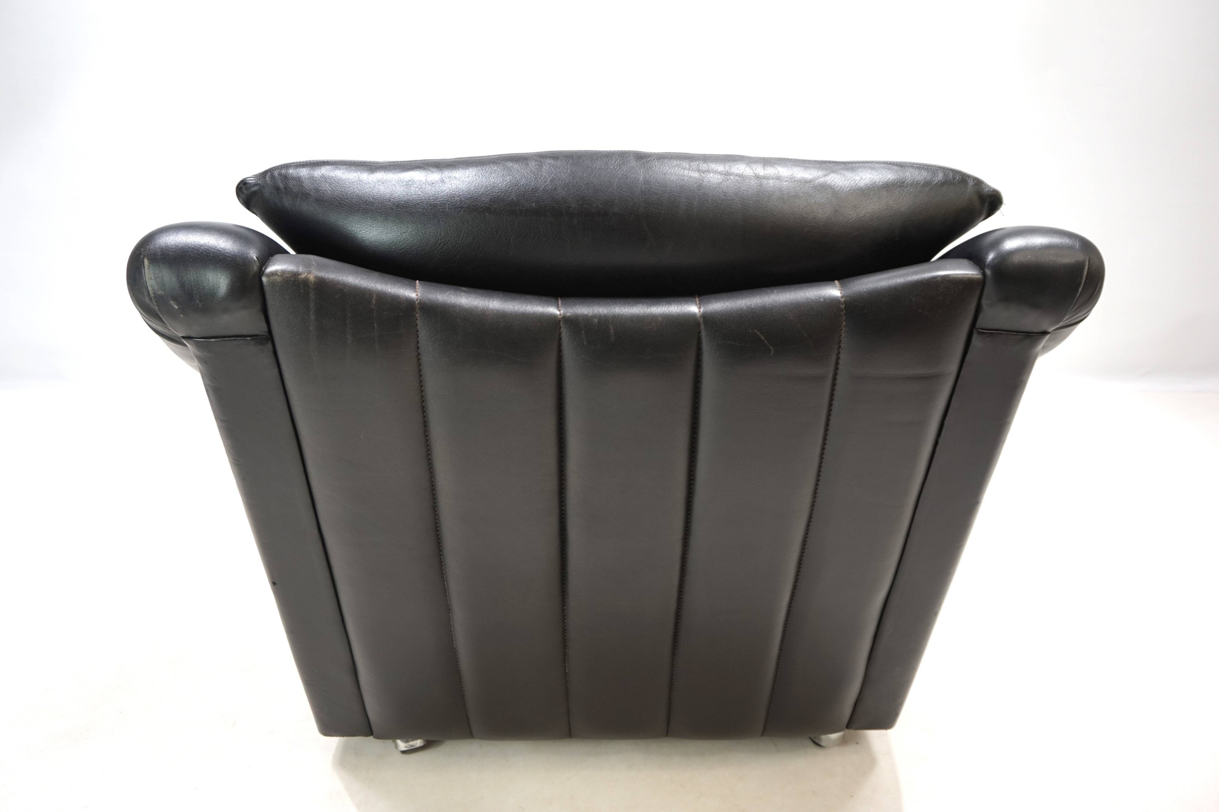 Fauteuil Art Déco en cuir, France 1960