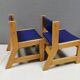 Brio children's chairs in light wood with blue lacquered seat and backrest