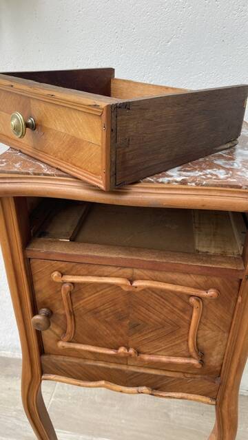 Nightstand Antique Wood and MARBLE