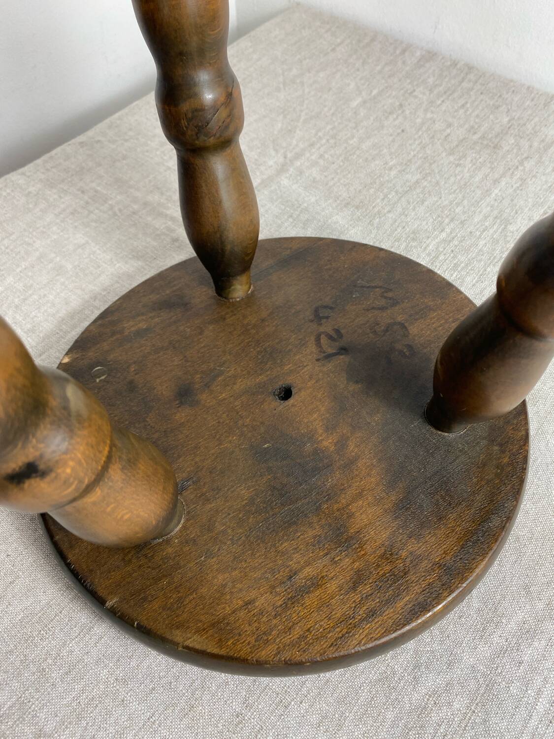 Turned wooden stool