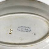 Pair of porcelain serving dishes, Badonviller, red flower, 1950