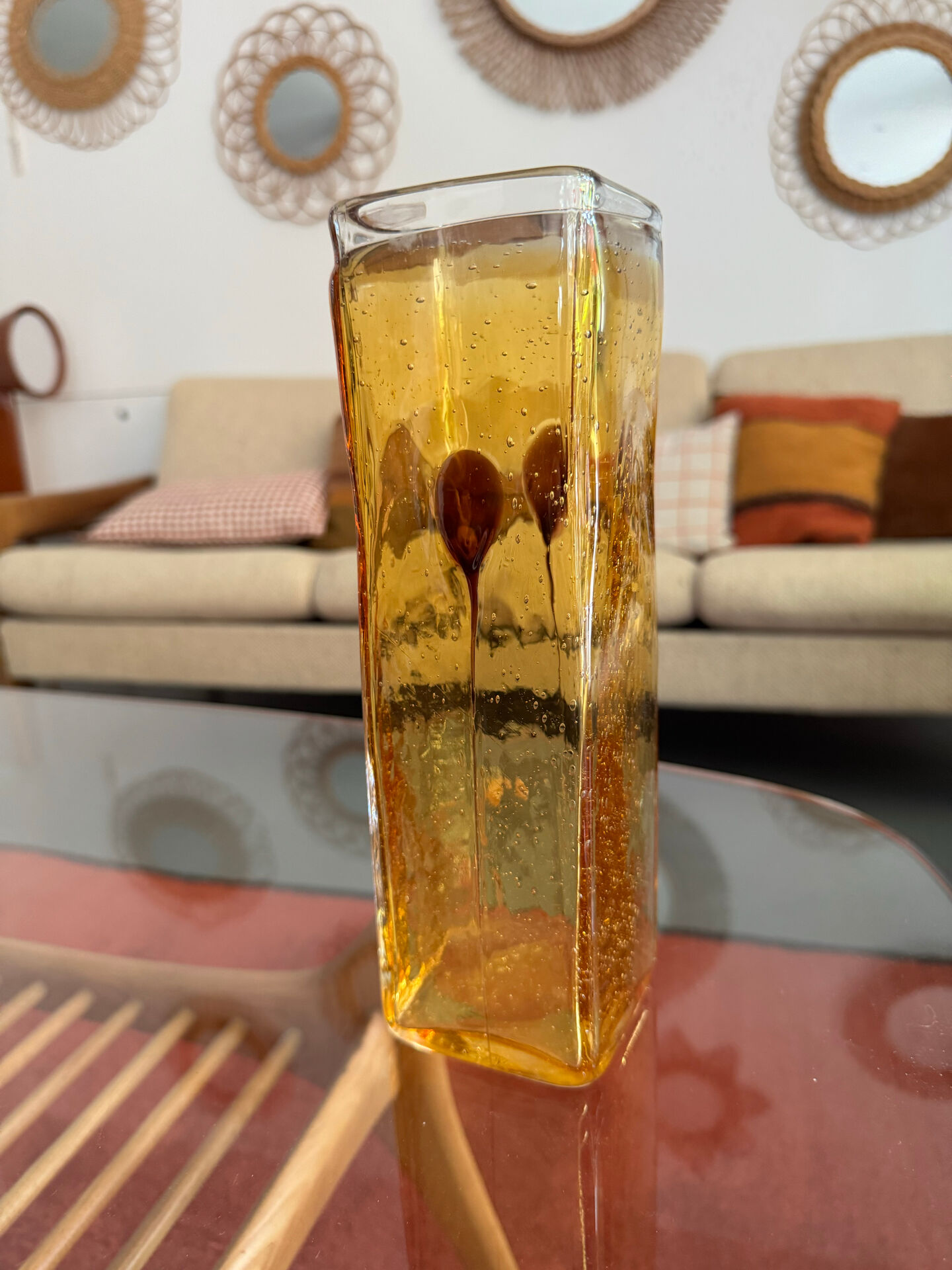 Orange square vase from the 70s.