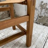 Solid elm and leather stool Maison Regain