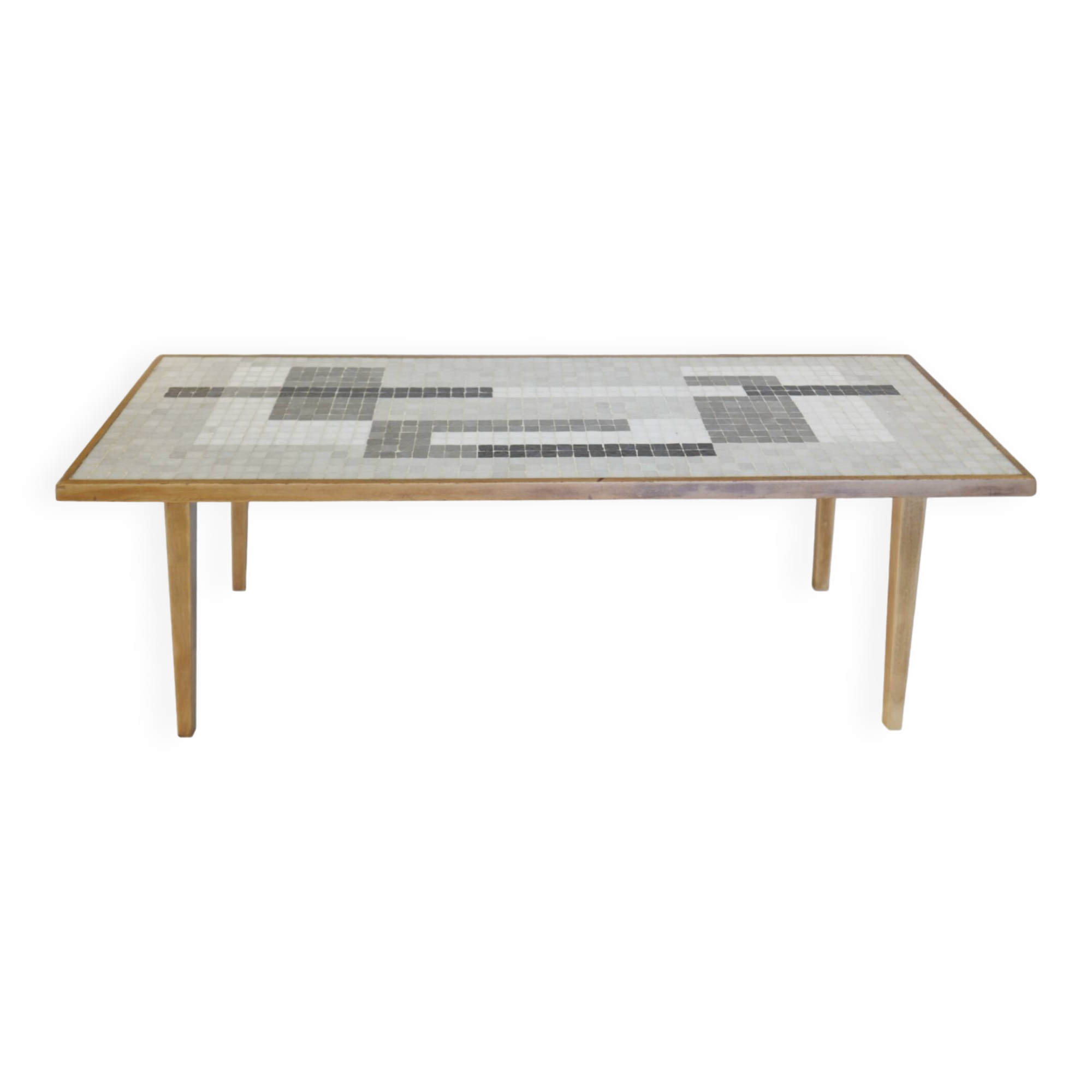 1950s wooden and mosaic coffee table