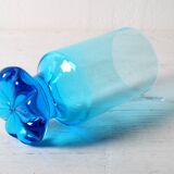 Set of 4 Unique Vintage Bright Blue Glasses / Solid Rare Tumblers / Italy /