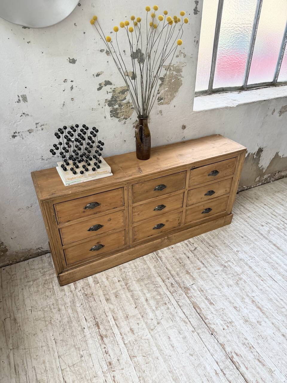 Pine craft cabinet with drawers
