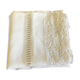 Embroidered white linen tablecloth, square
