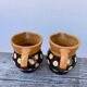 Duo of small Italian polka dot jars