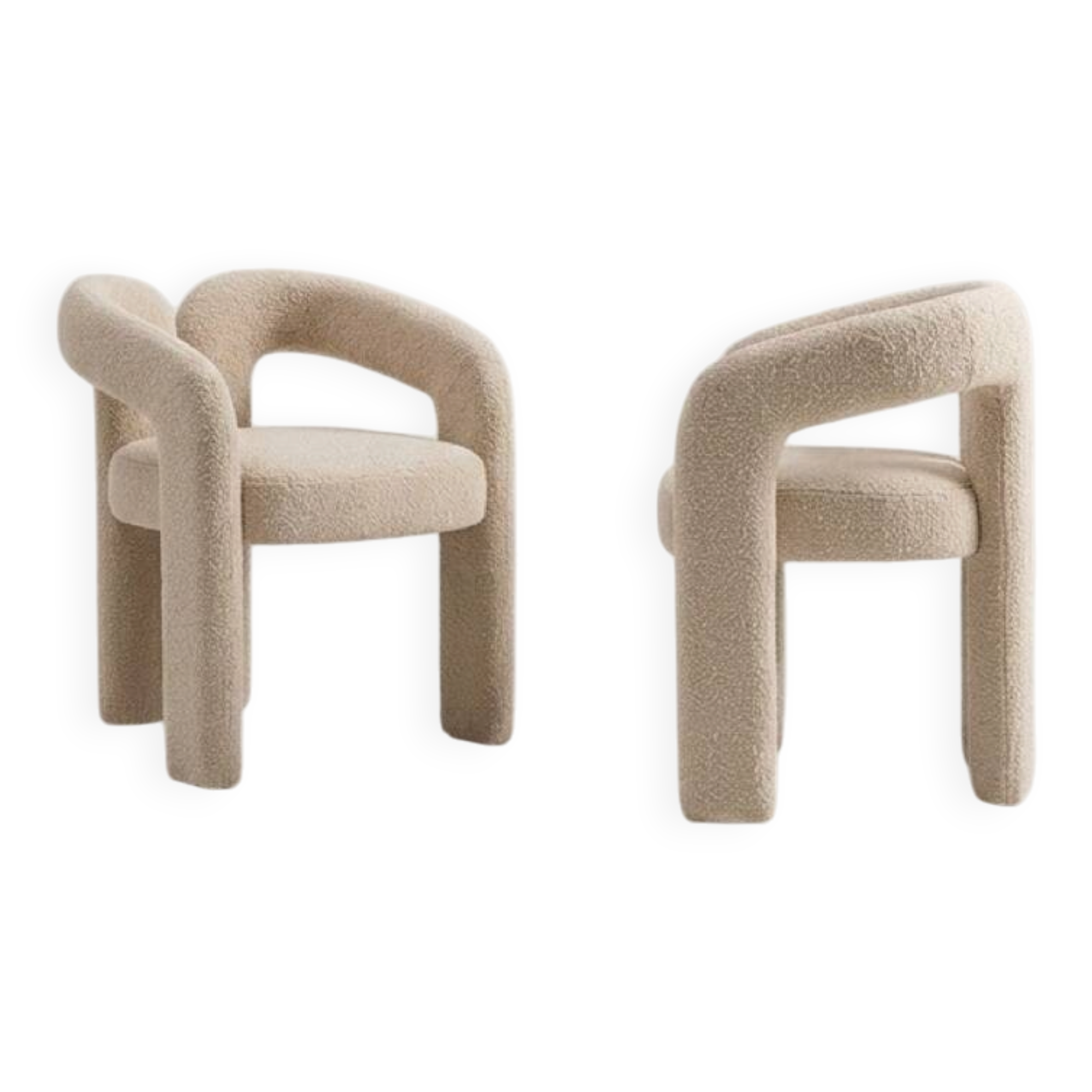 Set of 2 Designer Chairs, white fabric