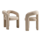 Lot de 2 Chaises Design, tissu blanc