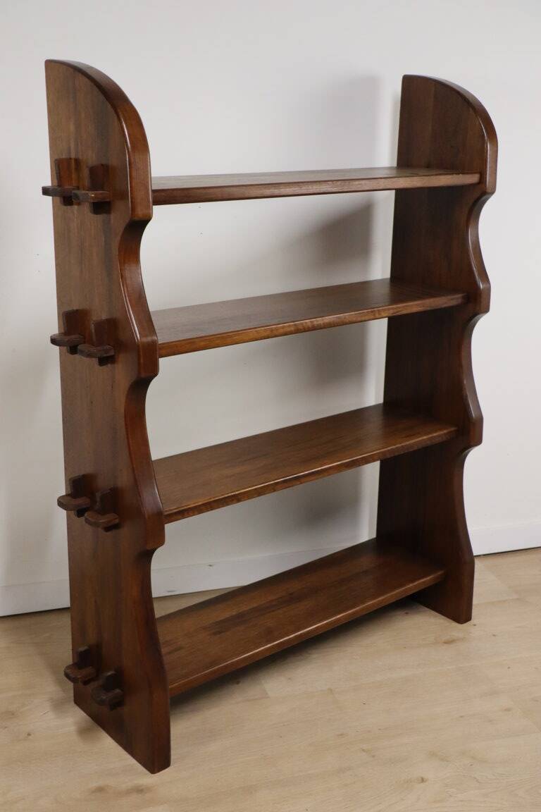 Vintage brutalist solid wood shelf - 1950