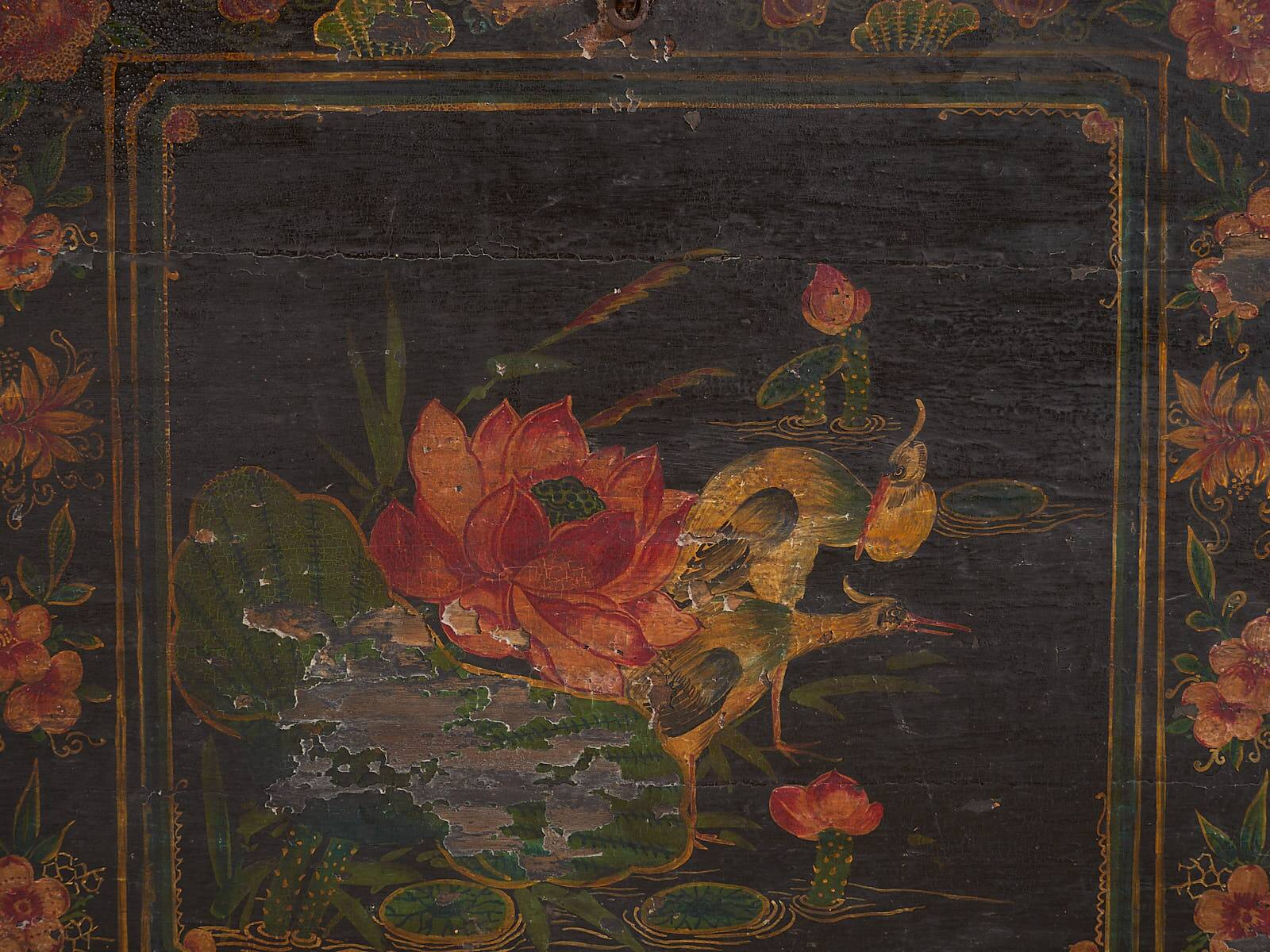 Traditional Chinese opera chest with illustrated lotus flower (1900)#28