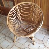 Vintage shell rattan armchair