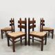 Mid-century brutalist rush dining chairs vintage Charles Dudouyt 1940