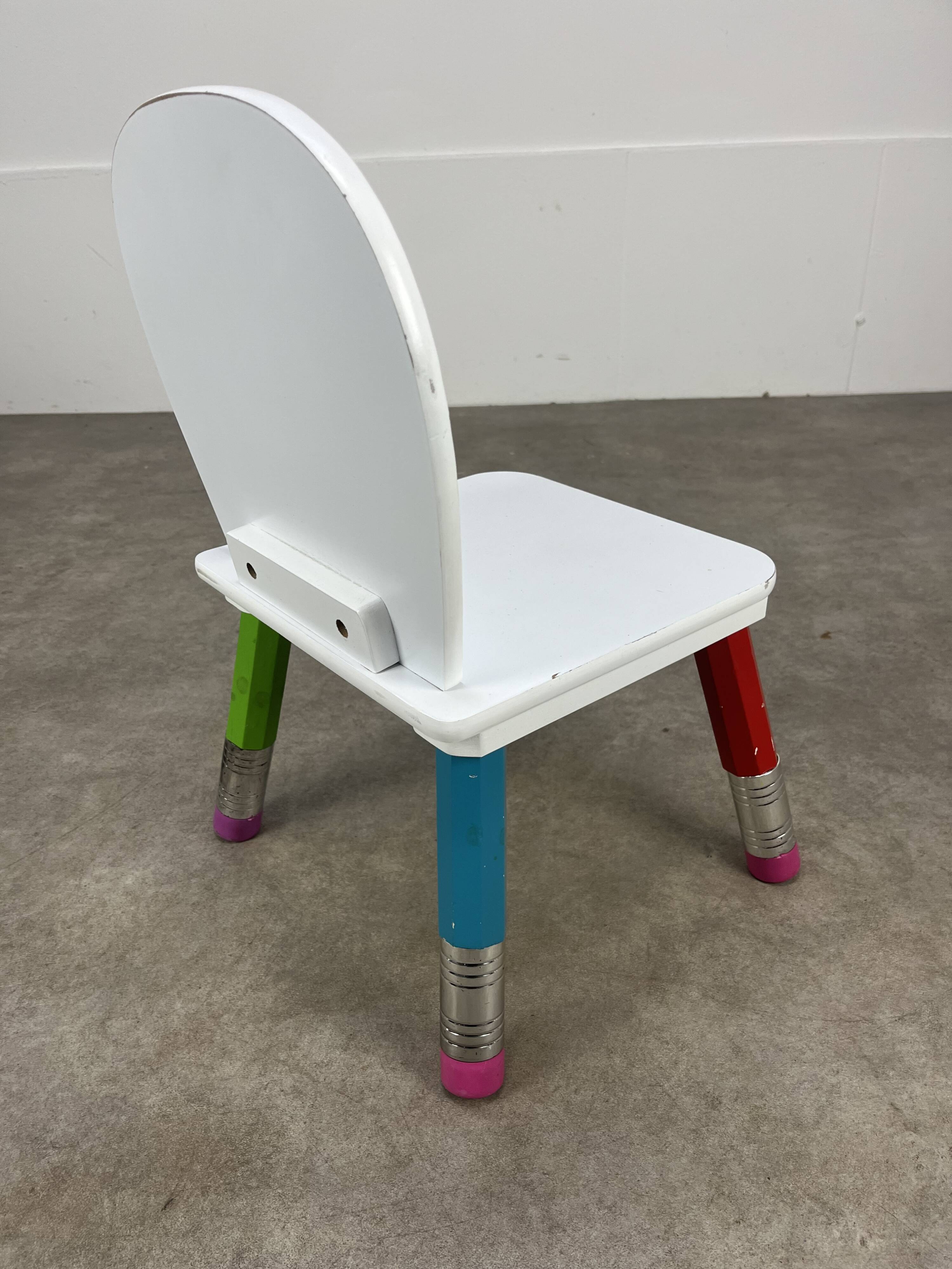Table et chaise crayon Pierre Sala pour enfant, années 80