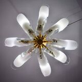 Murano white glass petal chandelier