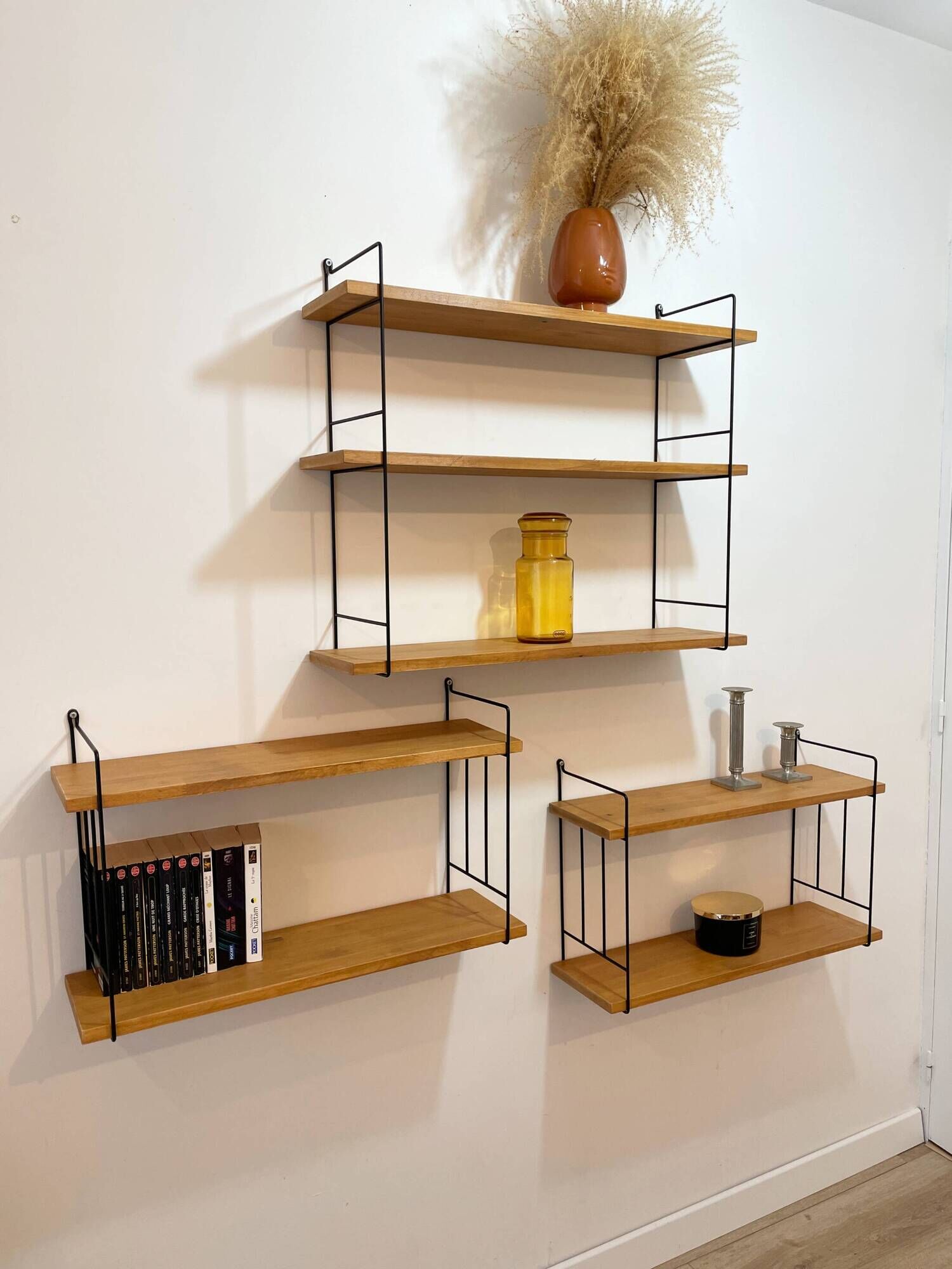 3 String wall shelf modules by WHB, Germany, 1960.