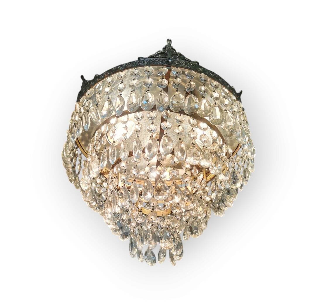 Bronze and crystal ceiling chandelier