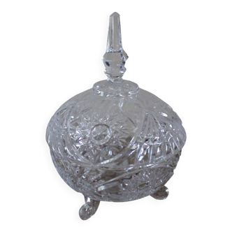 Cut glass sweet jar on feet