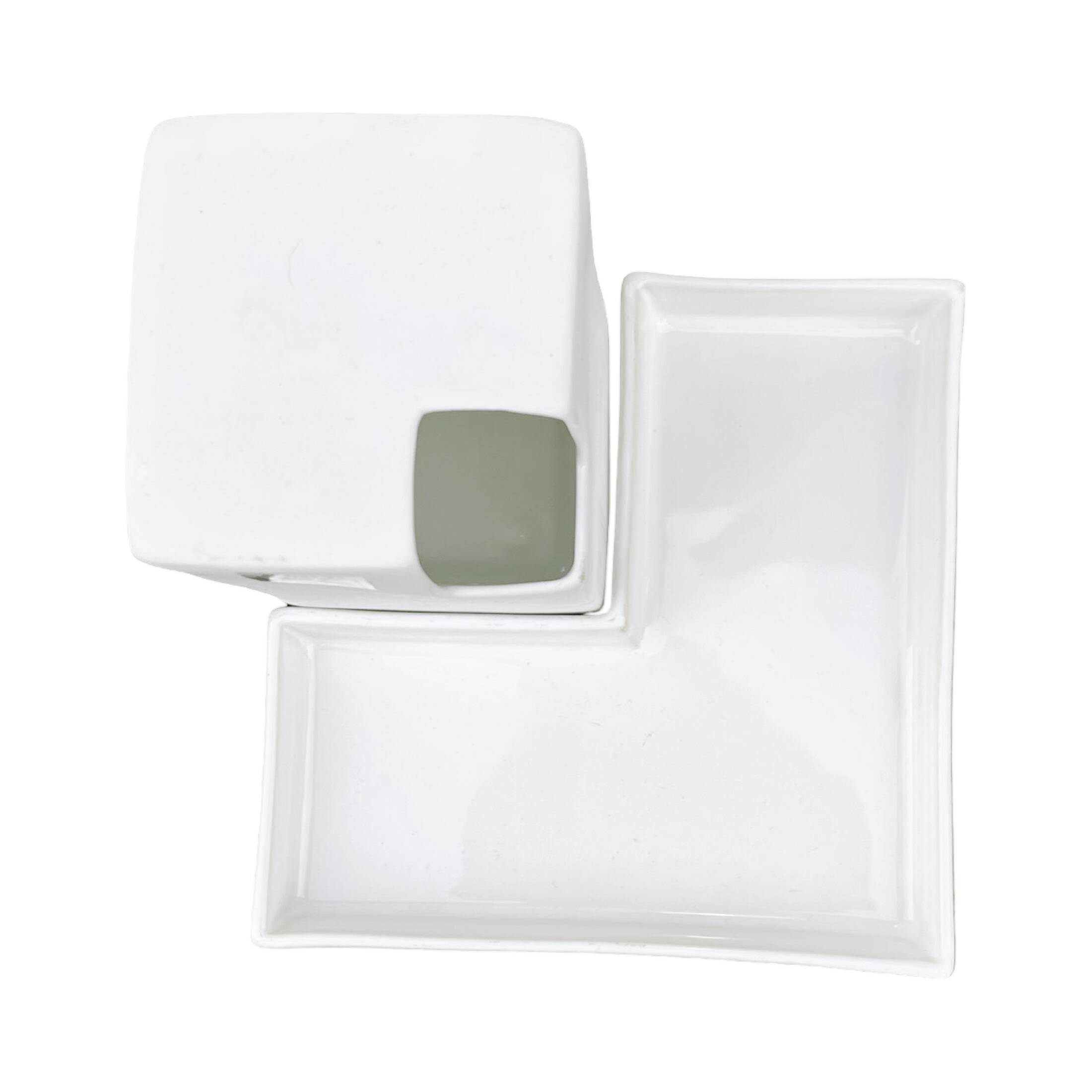 White, minimalist vase + Asa stand, Germany, 1980s.