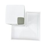 White, minimalist vase + Asa stand, Germany, 1980s.