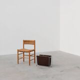 Vintage Magazine rack in chrome and faux leather, France 1960s